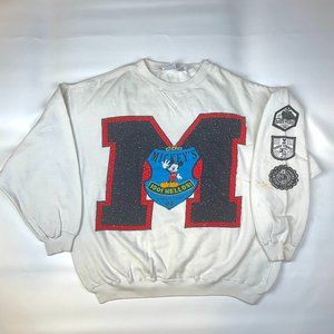 VTG Mickey's 1001 Hellos! World Tour 1992 Crewneck Sweater L Sparkle Embroidered